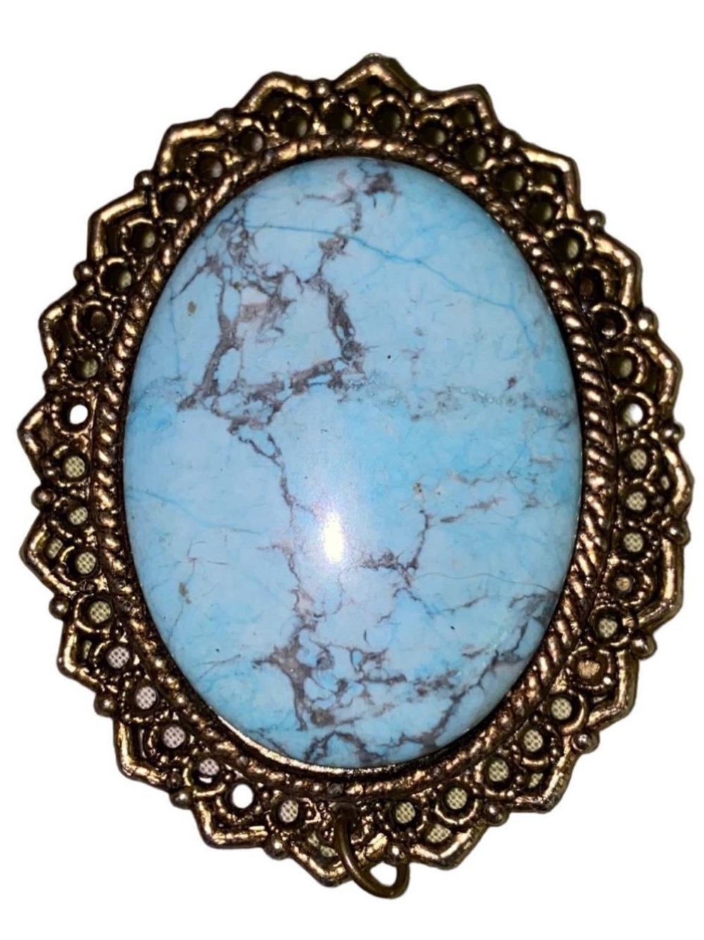 Vintage Faux Turquoise Gold Tone Brooch Pin